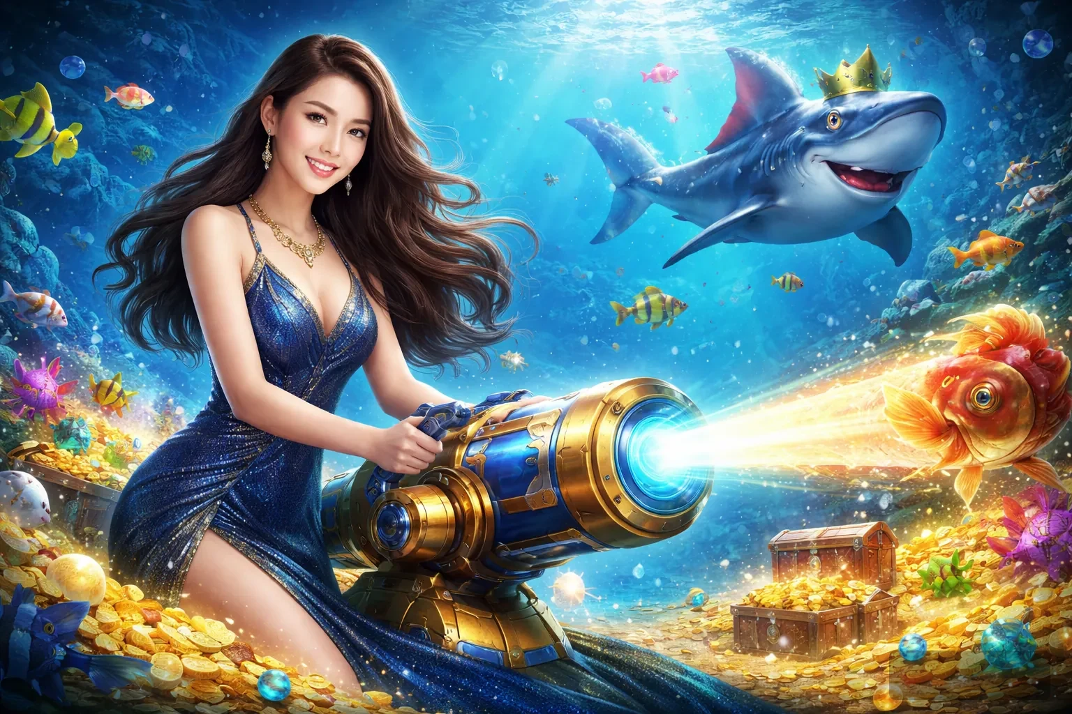 Bắn cá 789club - không gian đại dương săn cá với tông đỏ và vàng
